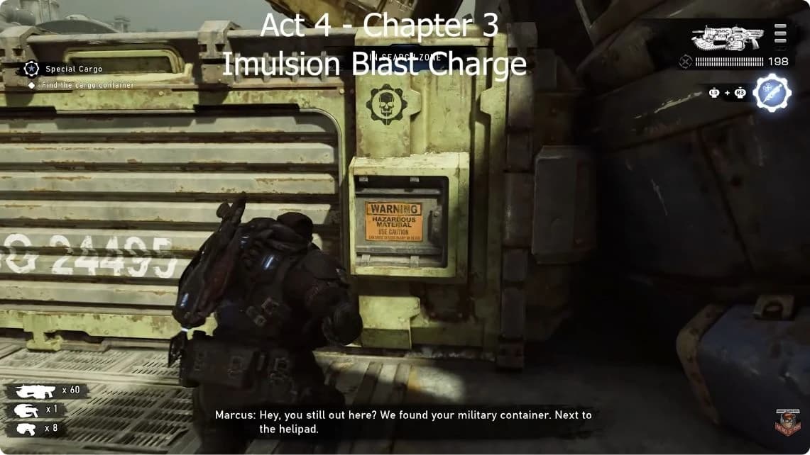 Special Cargo HUD beside the military container