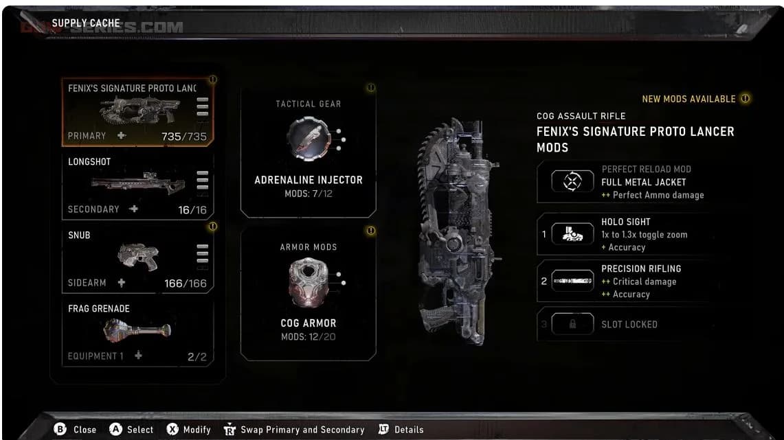 Supply Cache menu