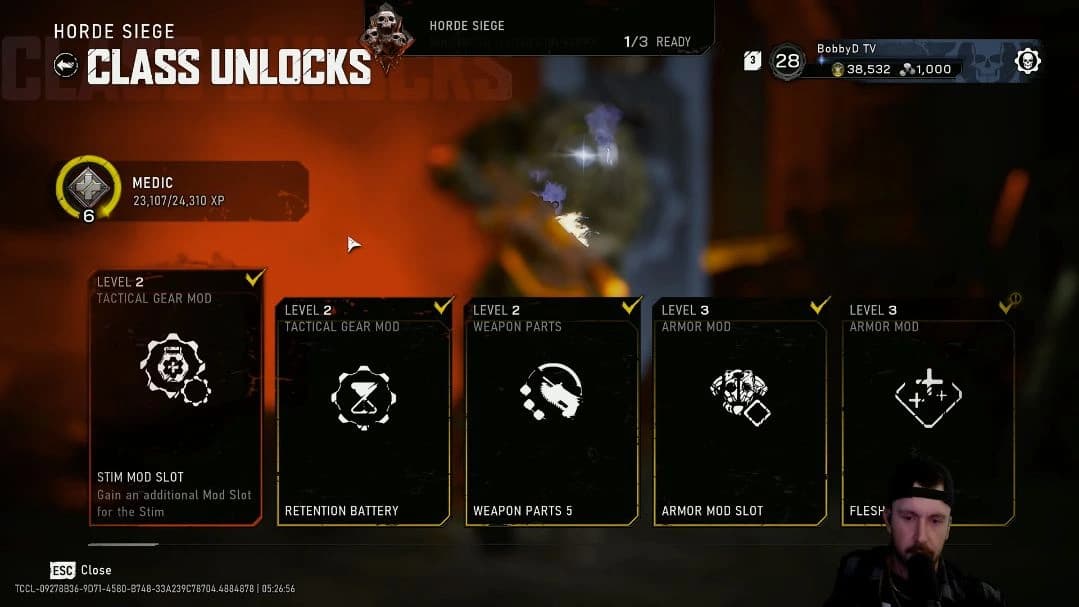 Medic reward cards show levels two and three