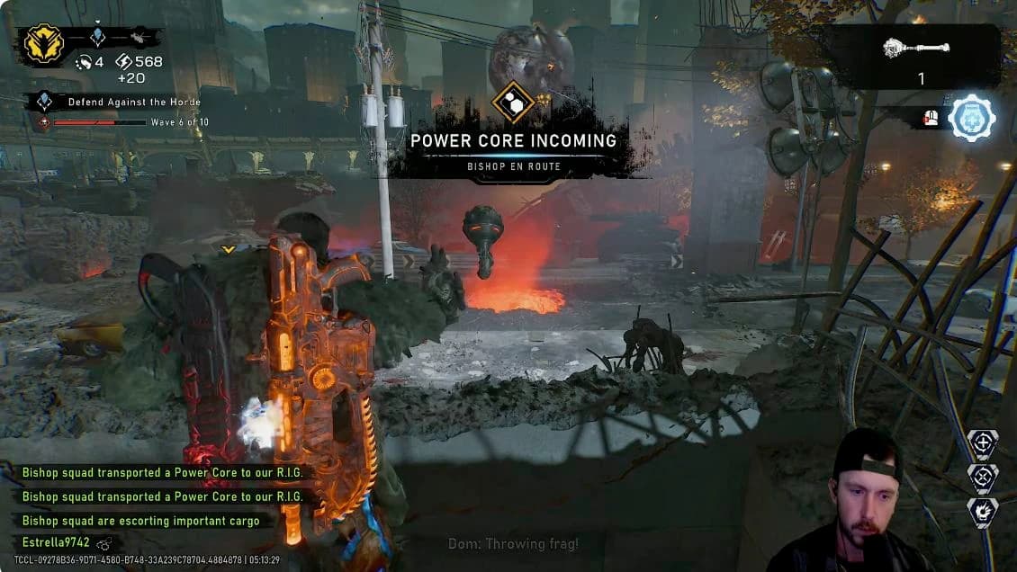 Horde defense HUD above a damaged street