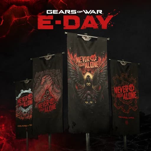 Four illustrated banners in Steam’s Never Fight Alone Artwork Charity Bundle artwork