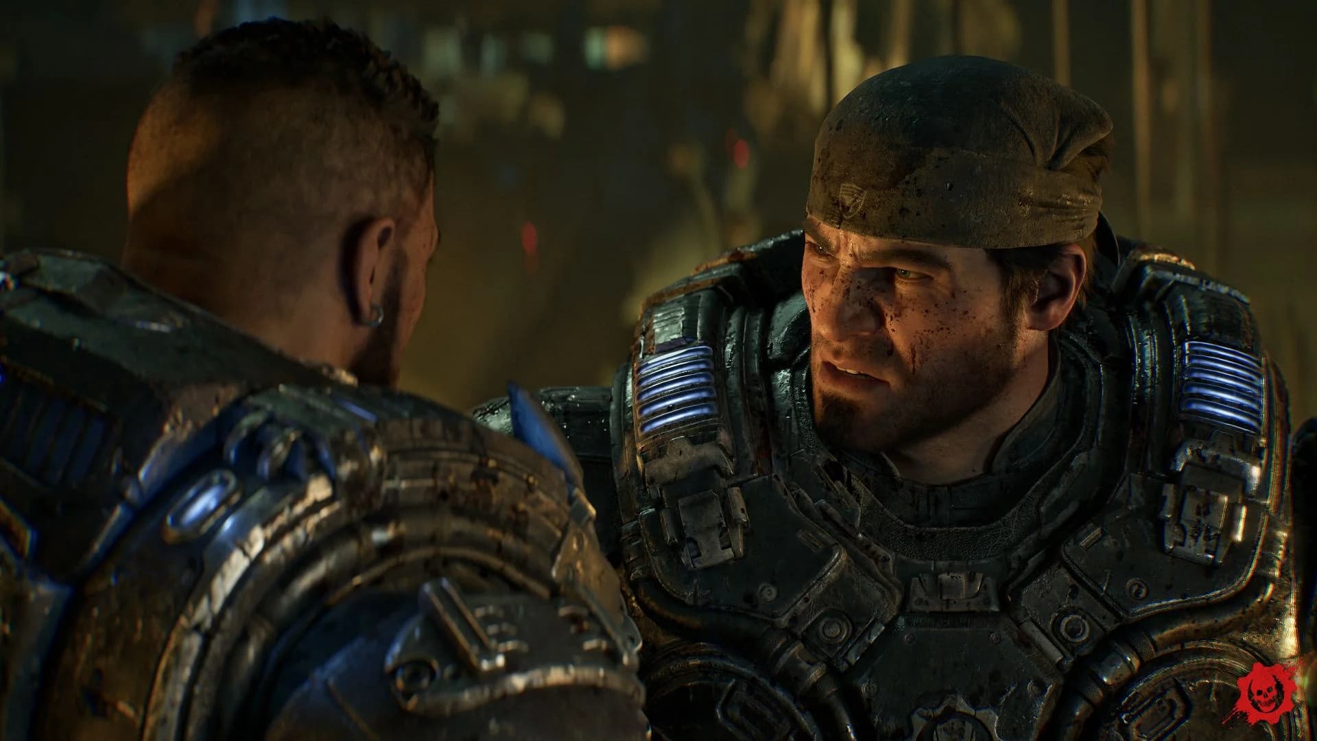 Young Marcus Fenix wearing COG armor in Gears of War: E-Day